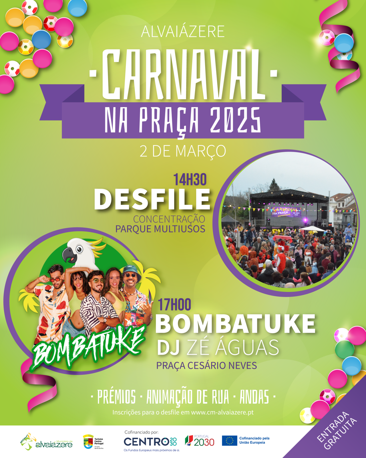 Alvaiázere Celebra o Carnaval na Praça 2025 com Desfile e Programa Musical