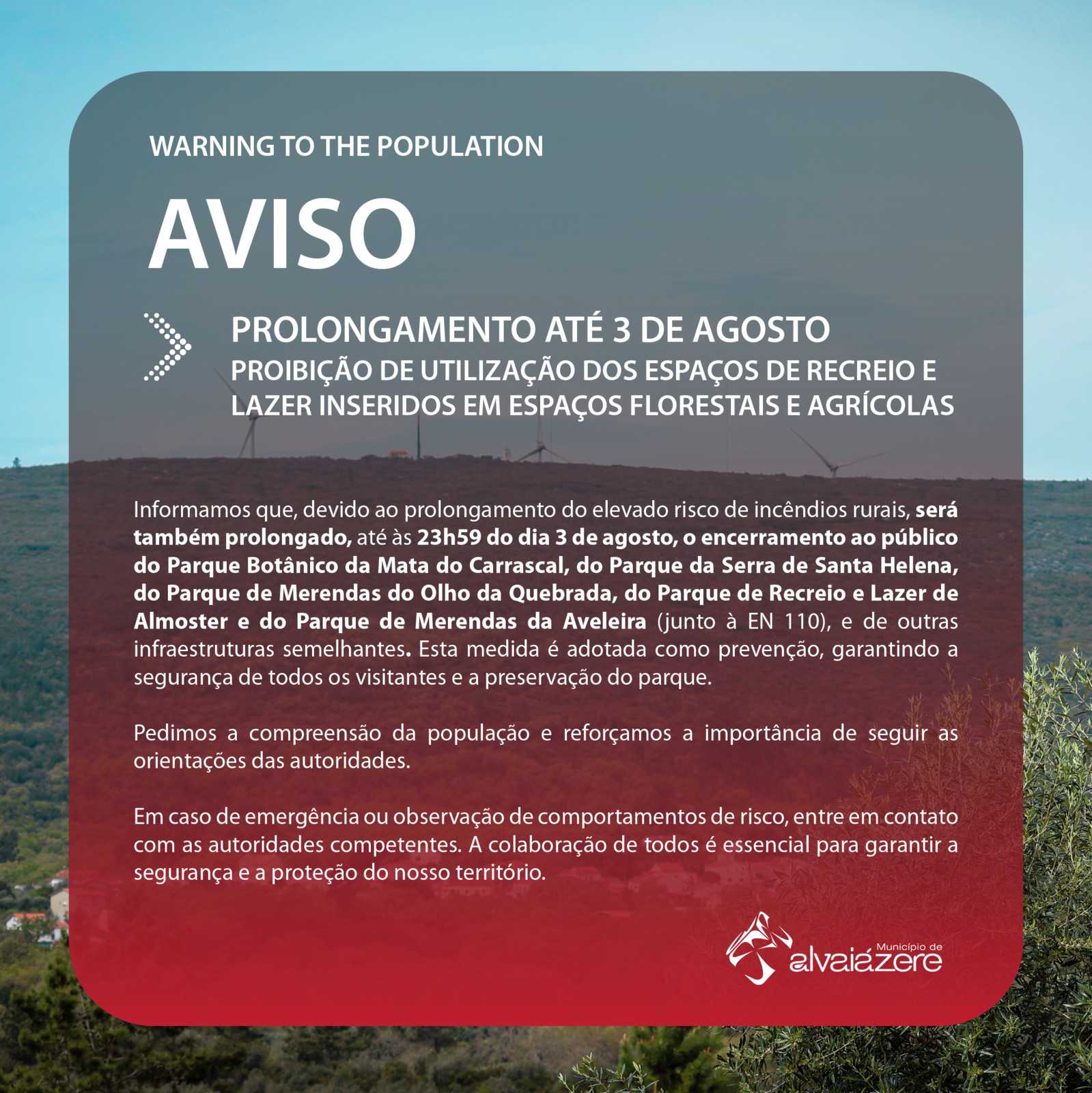 Prolongamento até dia 3 de Agosto | Proibição de utilização dos espaços de recreio e lazer inseri...